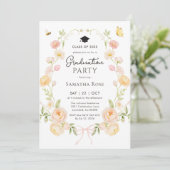 Invitation Elegant Bow Floral Garden Graduation Party (Debout devant)
