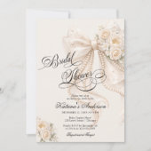 Invitation Elegant Bow Floral Neutral Bridal Shower (Devant)