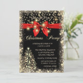 Invitation Elégant, Bow Gold Tree Stars Entreprise Noël (Debout devant)