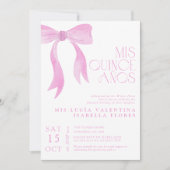 Invitation Elégant Bow Mis rose Quince Años Quinceañera (Devant)