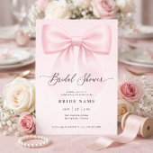 Invitation Elegant Bow Modern Script Stripe Bridal Shower