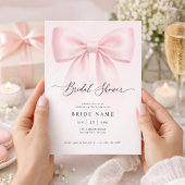 Invitation Elegant Bow Modern Script Stripe Bridal Shower