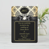 Invitation Elégant Bow or et noir (Debout devant)
