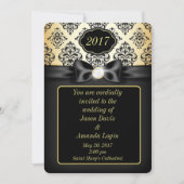 Invitation Elégant Bow or et noir (Devant)