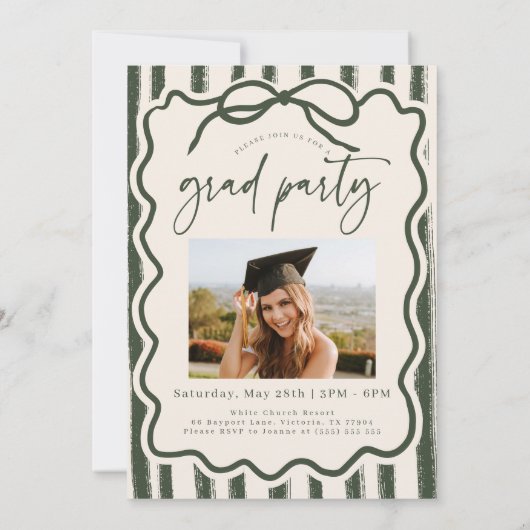 Invitation Elegant Bow Photo Graduation (Dos)