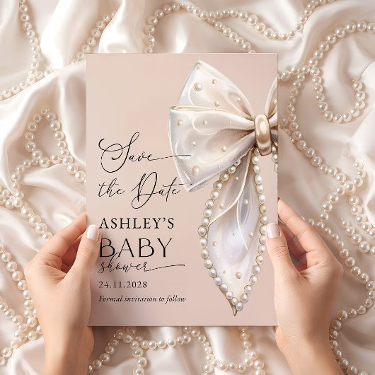 Invitation Elegant Bow Pink Save the date Baby Shower