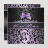 Invitation Elégant Bow pourpre suet 16e anniversaire Invitati (Devant / Derrière)