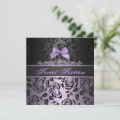 Invitation Elégant Bow pourpre suet 16e anniversaire Invitati (Debout devant)