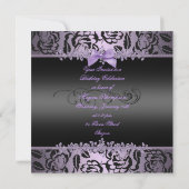 Invitation Elégant Bow pourpre suet 16e anniversaire Invitati (Dos)