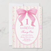 Invitation Élégant Bow rose Fancy One Love Shack 1er Annivers (Devant)