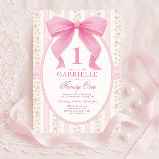 Invitation Élégant Bow rose Fancy One Love Shack 1er Annivers