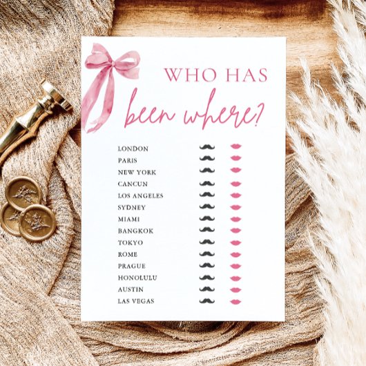 Invitation Elégant Bow Rose Moderne Qui A Été Où Jeu