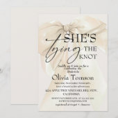 Invitation Elegant Bow She's Tying the Knot Bridal Shower (Devant / Derrière)