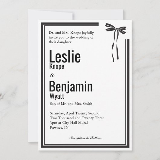 Invitation Elegant Bow Wedding (Devant)