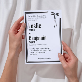 Invitation Elegant Bow Wedding