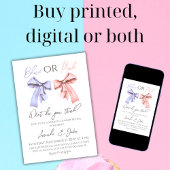 Invitation Élégant Bows bleu ou rose Révélation de genre