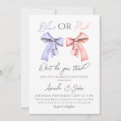 Invitation Élégant Bows bleu ou rose Révélation de genre (Devant)