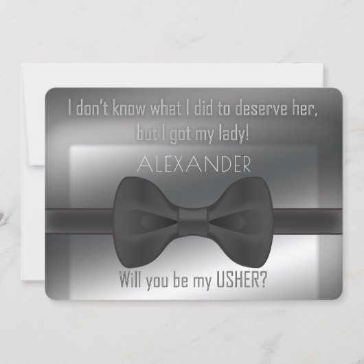 Invitation Élégant Bowtie De Mariage Serez-Vous Mon Usher (Devant)