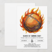 Invitation Elegant Boy Sport Basketball Anniversaire (Devant / Derrière)