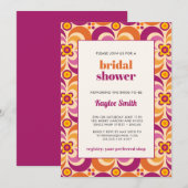 Invitation Élégant BRIDAL Floral Violet Orange Du Milieu Du S (Devant / Derrière)