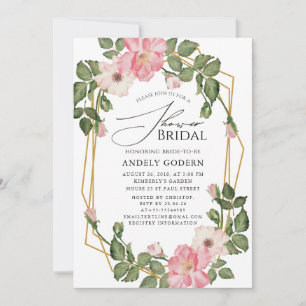 Invitation Élégant Bridal Shower Fleur Pastel
