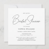 Invitation Elegant Bridal Shower Modern Script Teal Stripes (Devant)