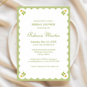Invitation Elegant Bridal Shower Sage Green Daisy Simple Chic