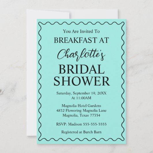 Invitation Elegant Bride & Co. Bridal Shower Teal (Devant)