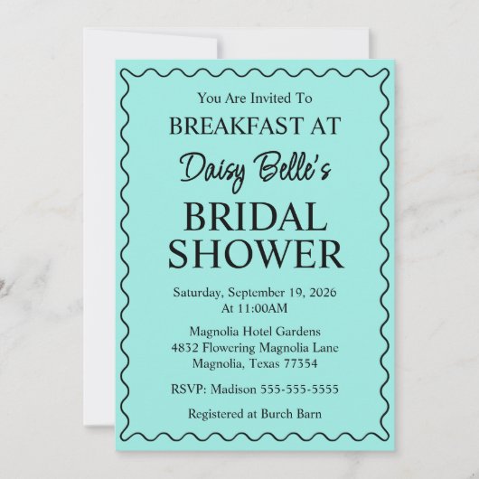 Invitation Elegant Bride & Co. Réception de mariage sarcelle (Devant)