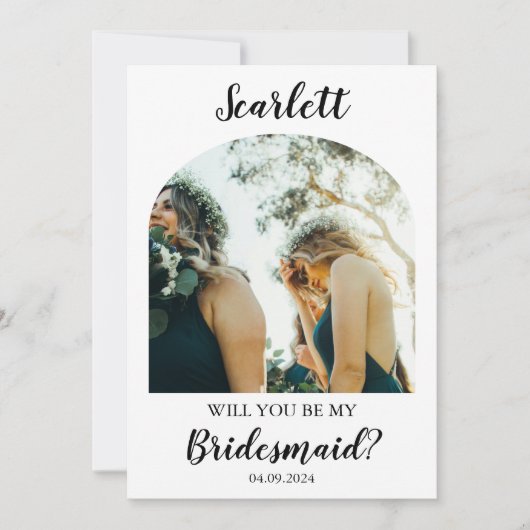 Invitation Elegant Bridesmaid Proposal Photo Card (Devant)