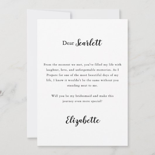 Invitation Elegant Bridesmaid Proposal Photo Card (Dos)