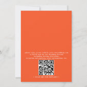 Invitation Elegant Bright Orange Retro Unique QR Code Wedding (Dos)
