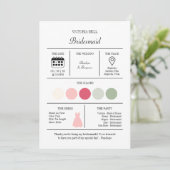 Invitation Elegant Bright Pink Bridesmaid Information Card (Debout devant)