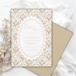 Invitation Élégant Brocart Vintage Neutre Enterrement de Vie
