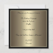 Invitation Elégant bronze floral noir blanc 40e anniversaire (Dos)