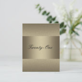 Invitation Elégant bronze Pewter Metal Noir 21e anniversaire (Debout devant)