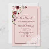 Invitation Élégant Brousset Bourgogne Script Mariage photo (Devant)