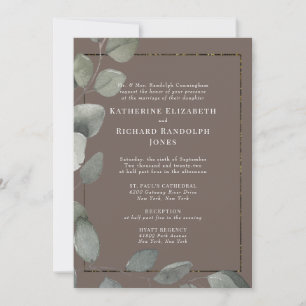 Invitation Élégant Brown 2 Lieux Foliage Mariage formel