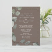 Invitation Élégant Brown 2 Lieux Foliage Mariage formel (Debout devant)