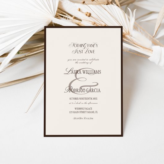 Invitation Elegant Brown And Beige Old Money Wedding