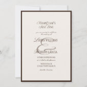 Invitation Elegant Brown And Beige Old Money Wedding (Devant)