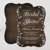 Invitation élégant Brown de Fête de la mariée de (Devant / Derrière)