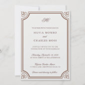 Invitation Élégant Brown & Ecru Classic Script Mariage (Devant)