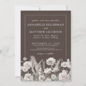 Invitation Elegant Brown Floral Boho Wedding (Devant)