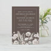 Invitation Elegant Brown Floral Boho Wedding (Debout devant)
