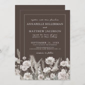 Invitation Elegant Brown Floral Boho Wedding (Devant / Derrière)