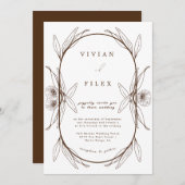 Invitation Élégant Brown floral foncé Mariage capsul (Devant / Derrière)