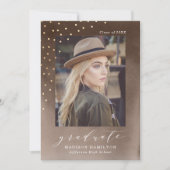 Invitation Elégant Brown Watercolor Photo Graduation Party (Devant)