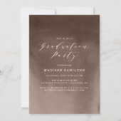 Invitation Elégant Brown Watercolor Photo Graduation Party (Dos)
