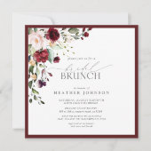 Invitation Élégant Brunch botanique floral de Bourgogne (Devant)